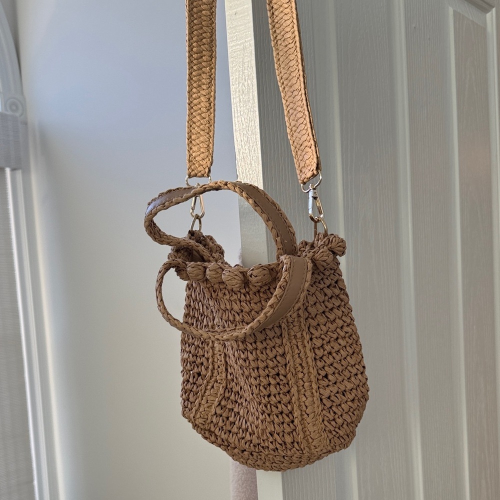 LOFT Tan Woven Crossbody Bag